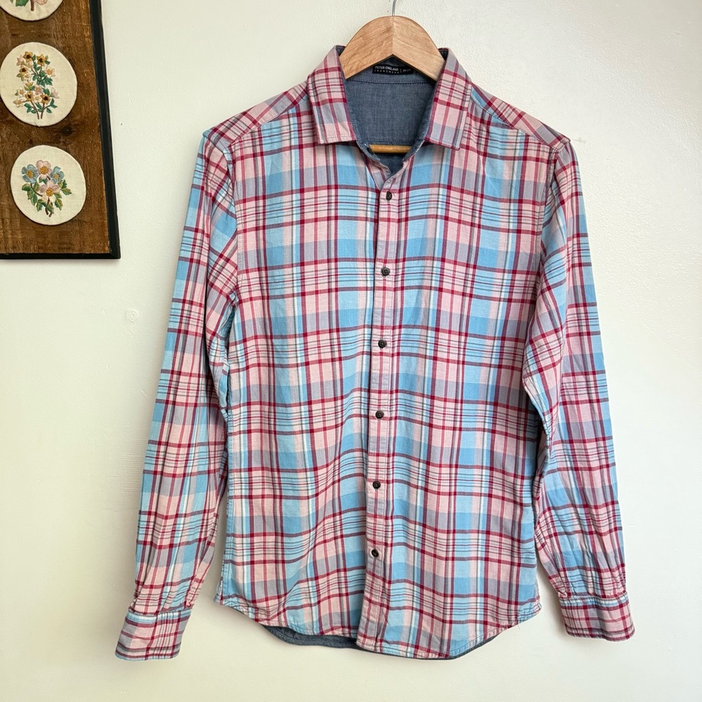 Peter England Reversible Plaid Cotton Button Up Shirt